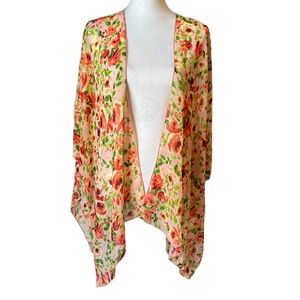 NYMPHE Floral Summer Cottagecore Sheer Open‎ Front Kimono Flowy Lightweight